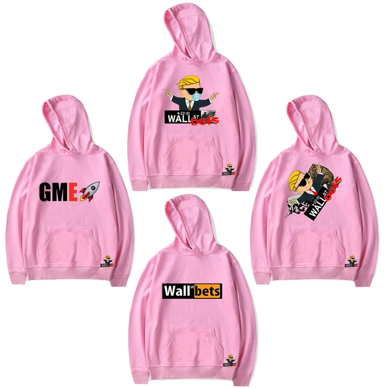 

Hip Hop Pink Sweatshirts Cloth Harajuku Streetwear Gamestop Sudadera Hombre Oversized Hoodie Women WallStreetBets Hoodie Adults