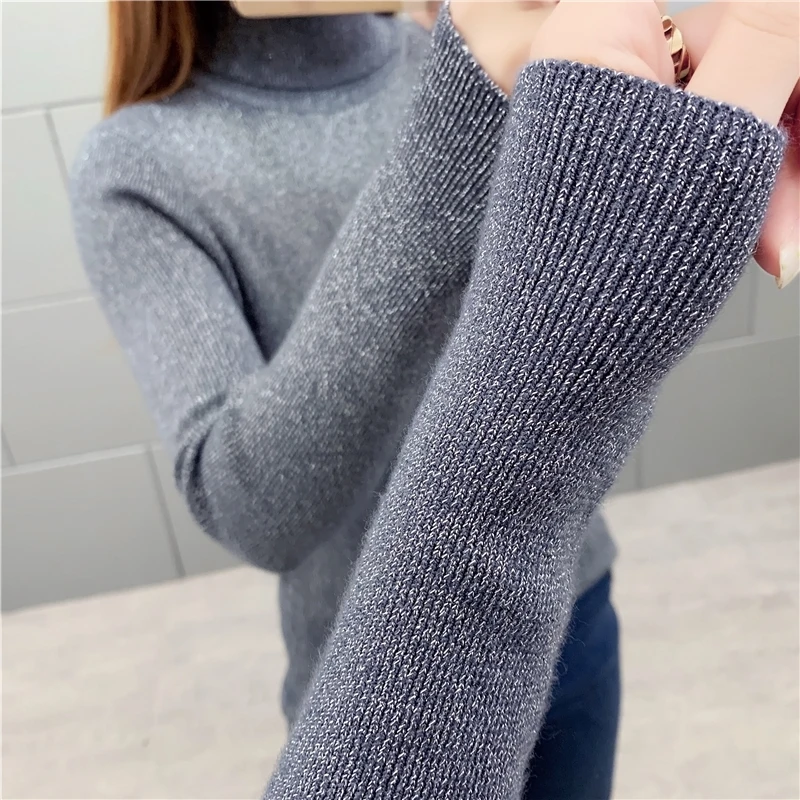 2019 Autumn Winter Women Knitted Turtleneck Soft Polo-neck Sweater Casual Jumper Elasticity Pullovers Fashion Slim Femme | Женская