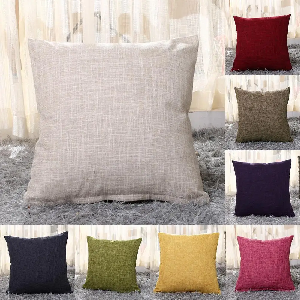 

45*45CM New Modern Color Cushion Cover Linen Throw Pillow Cover Home Decorative Pillowcase For Sofa Cafe Square Pillowcase