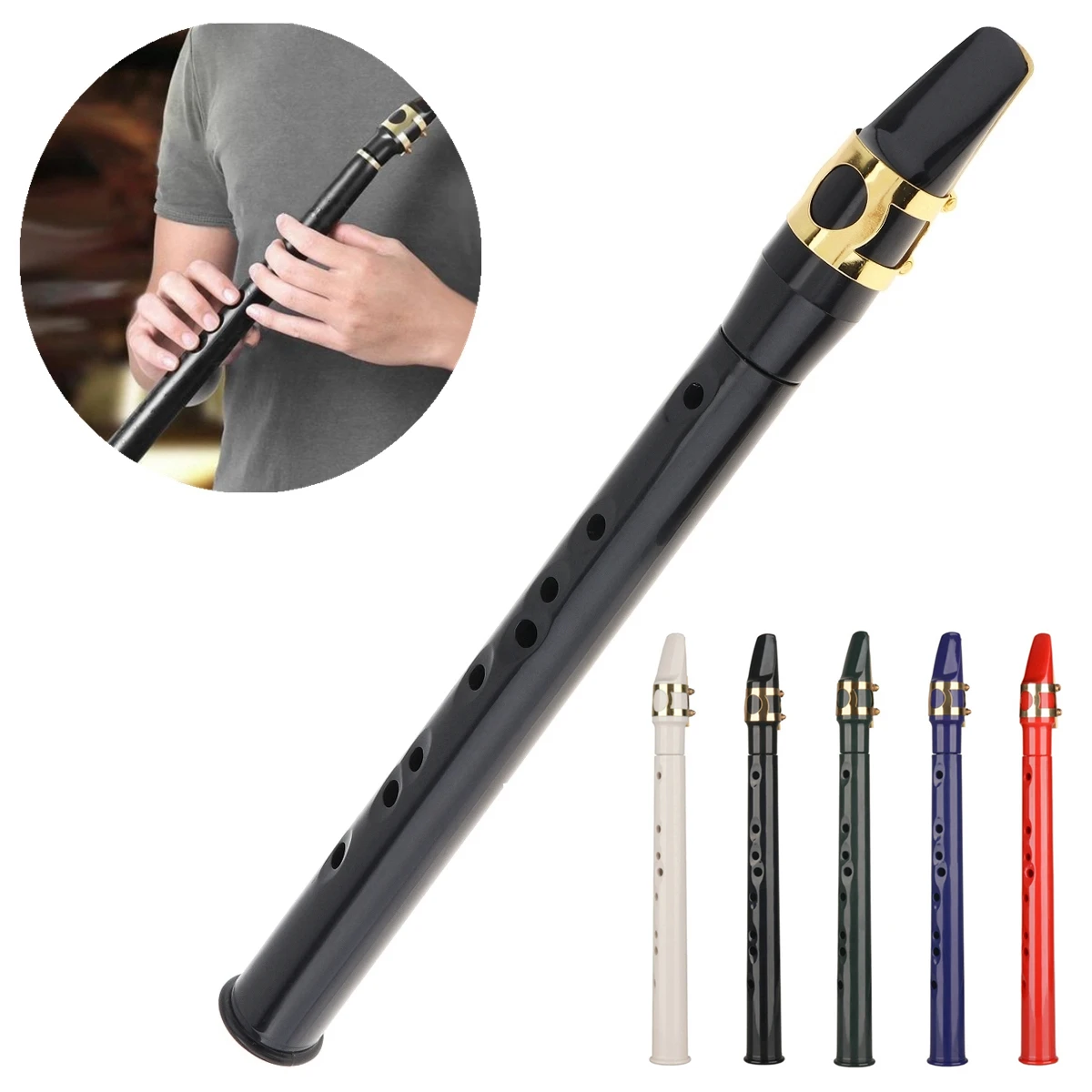 

8 Holes Mini Pocket Saxophone Alto Mouthpiece Portable ABS Sax Woodwind Musical Instruments with Carrying Bag for Beginners