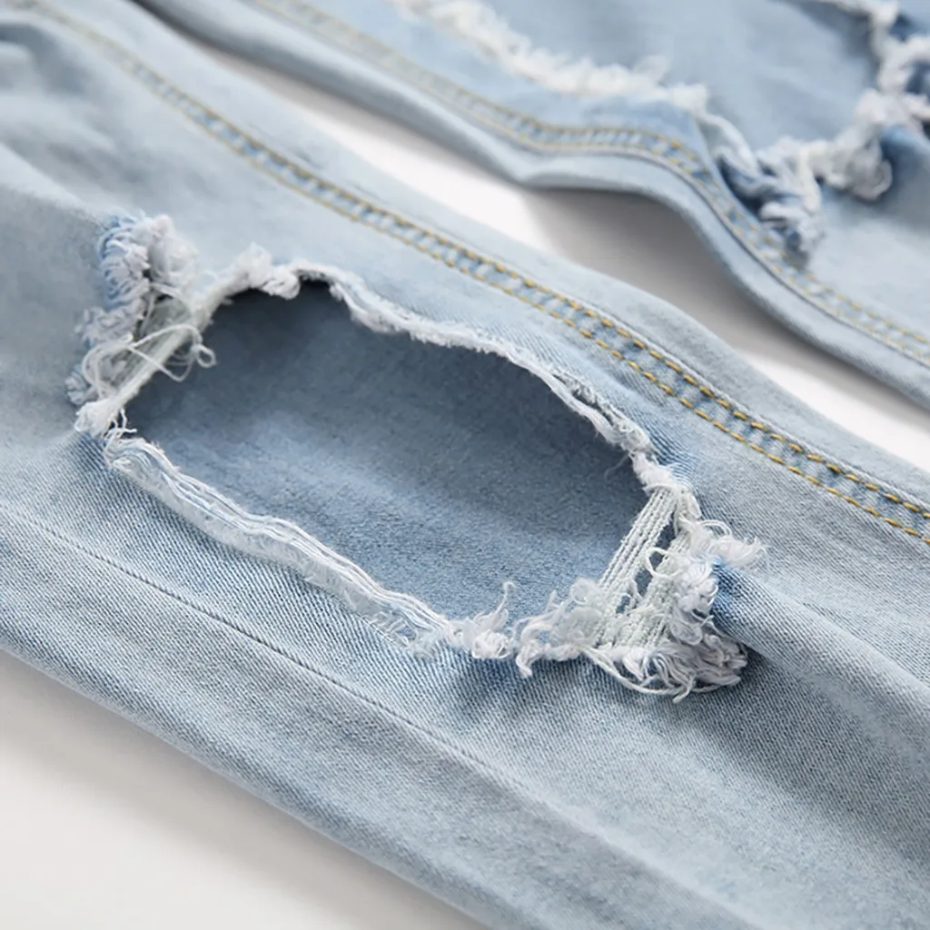 Уличная синяя вышивка цветок дизайнер молния мыть джинсы для мужчин Высокое