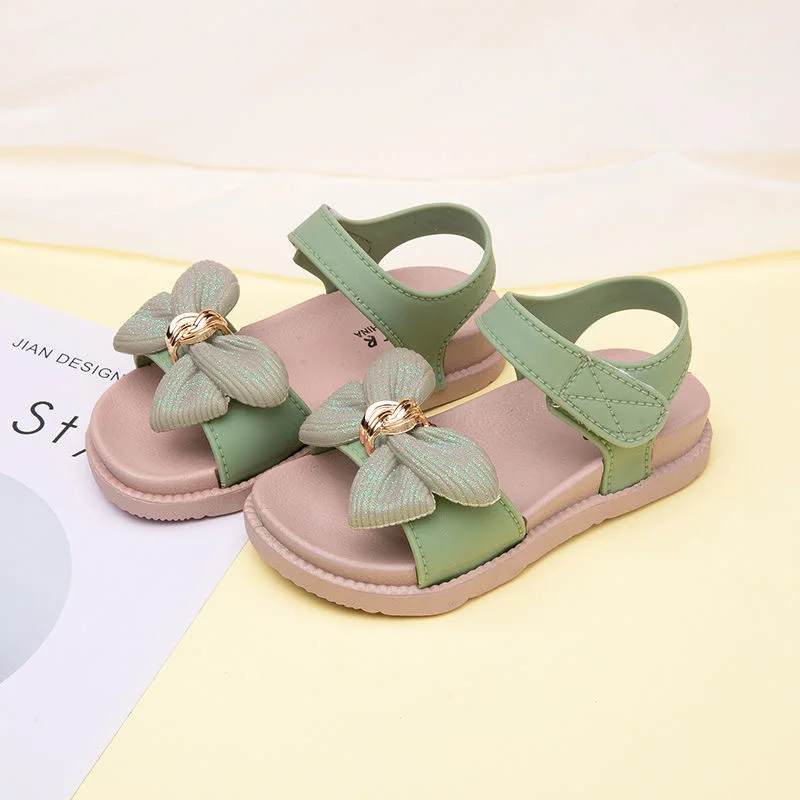

Sweet Girls Pink Outdoor Sandals Girls' Soft-soled Beach Shoes Baby Girl's Bow-knot Open-toed Lovely Children's Sandals R5