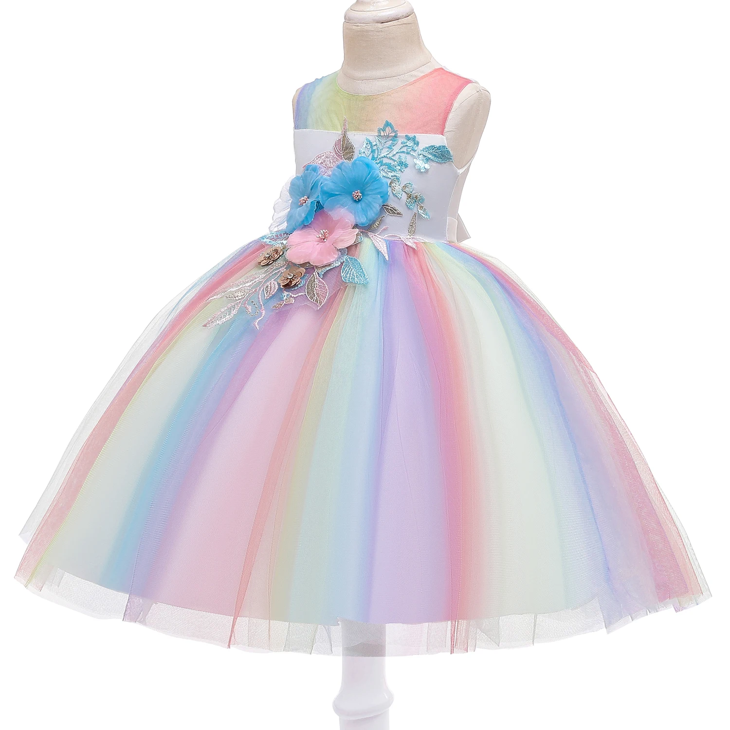 Платье для девочек с блестками со звездами на новый год Бальное свадьбу