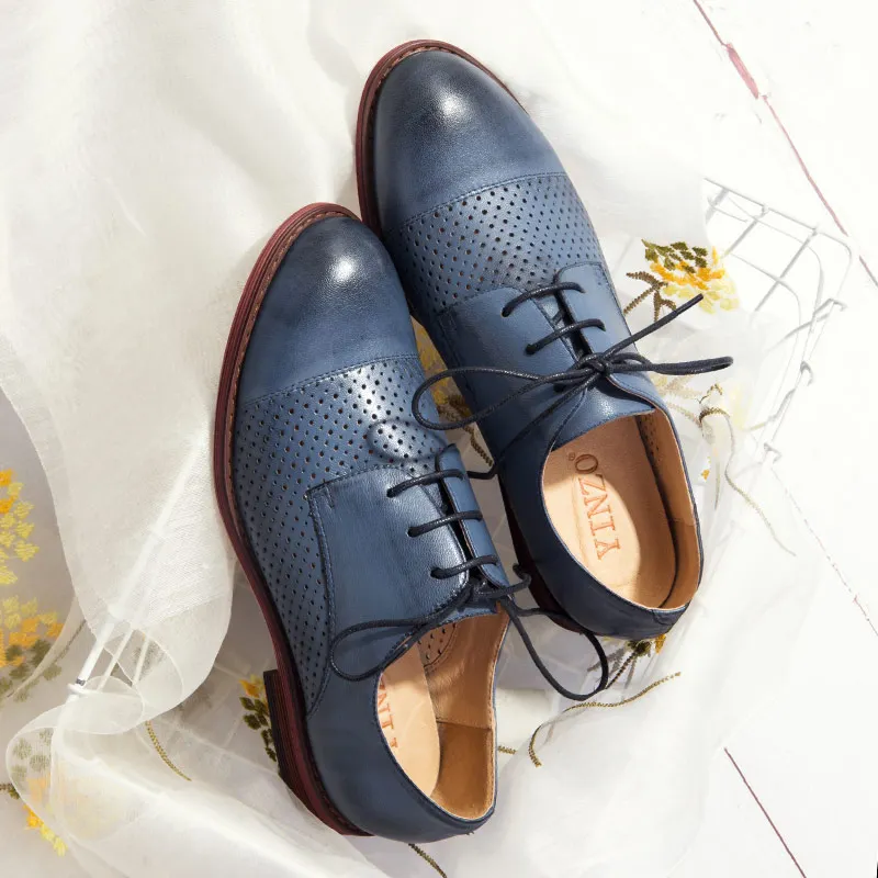 Женские туфли на плоской подошве Yinzo летние мокасин из овчины шнурки натуральной