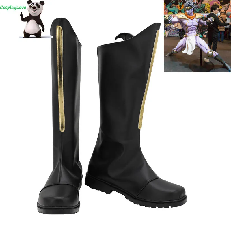 

JoJo's Bizarre Adventure Jotaro Kujo Star Platinum Black Cosplay Shoes Long Boots Custom Made CosplayLove