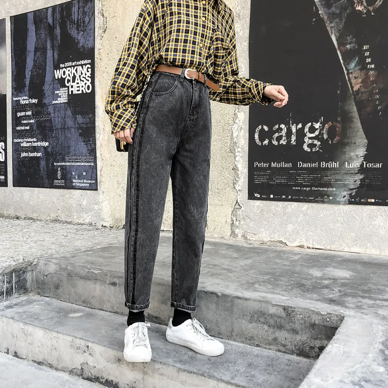 

Women's jeans trousers Korean version of nine-point jeans female students retro trousers suitable for female high-waist denim tr
