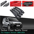 Наружная ручка двери автомобиля крышка из черного углеродного волокнахром для защиты дверных ручек Peugeot Partner 2009 2010 2011 2012  2018
