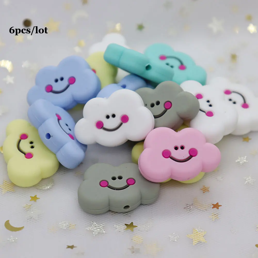 

6 шт., силиконовые бусины для прорезывания зубов