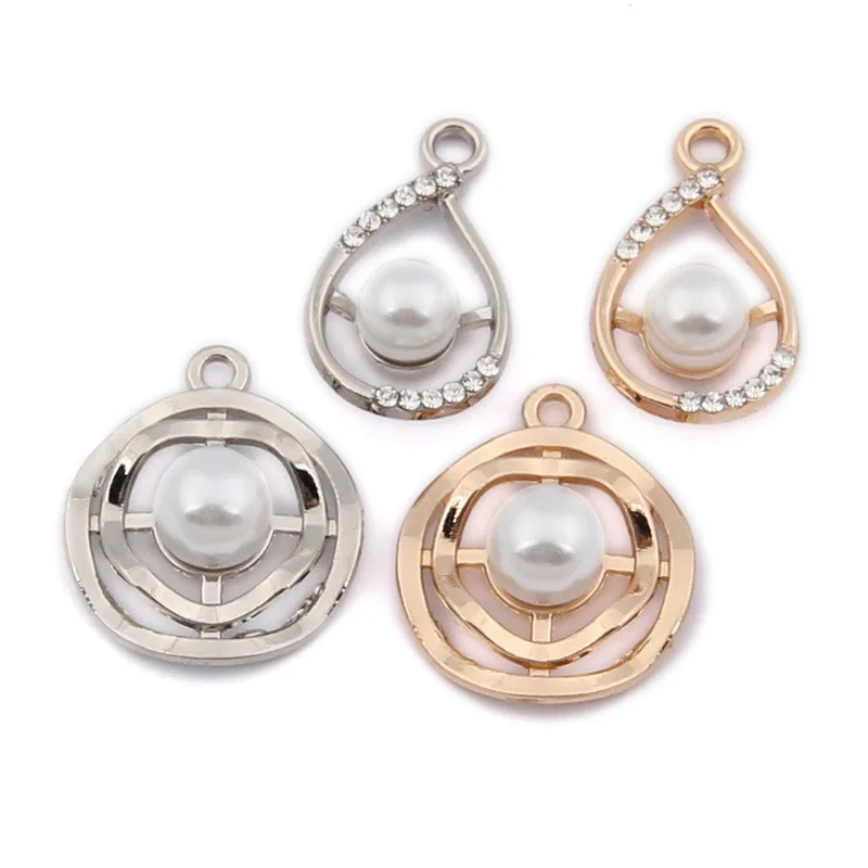 Бесплатная доставка 10 шт круглая белая жемчужина Украшенные золотистые и