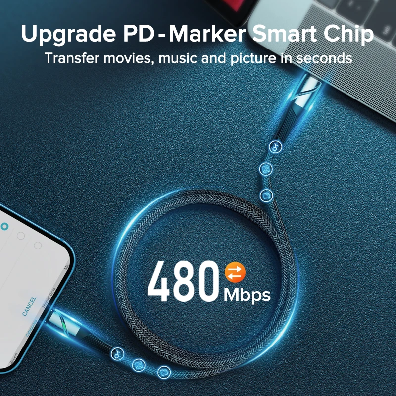 Кабель зарядный QOOVI PD 20 Вт USB Type-C для iPhone 13 Mini 12 11 Pro Max Xs X Xr 8 7 iPad Air MacBook провод