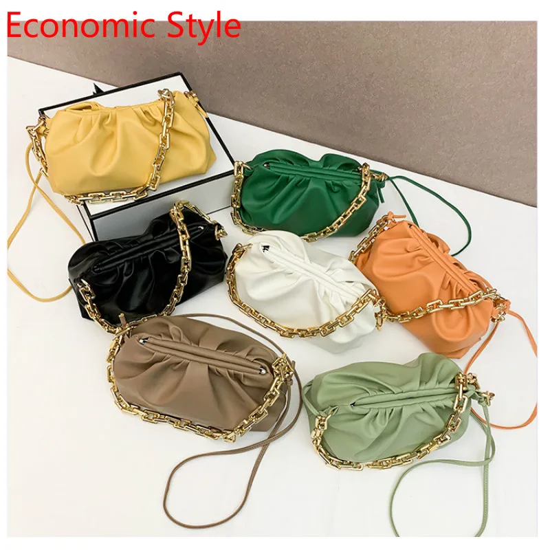 

Women Luxury Designer Cloud Clutch Bag 2020 Hot New Trendy Fashion Ladies Thick Chain Shoulder Bag Soft PU Women Handbag Tote
