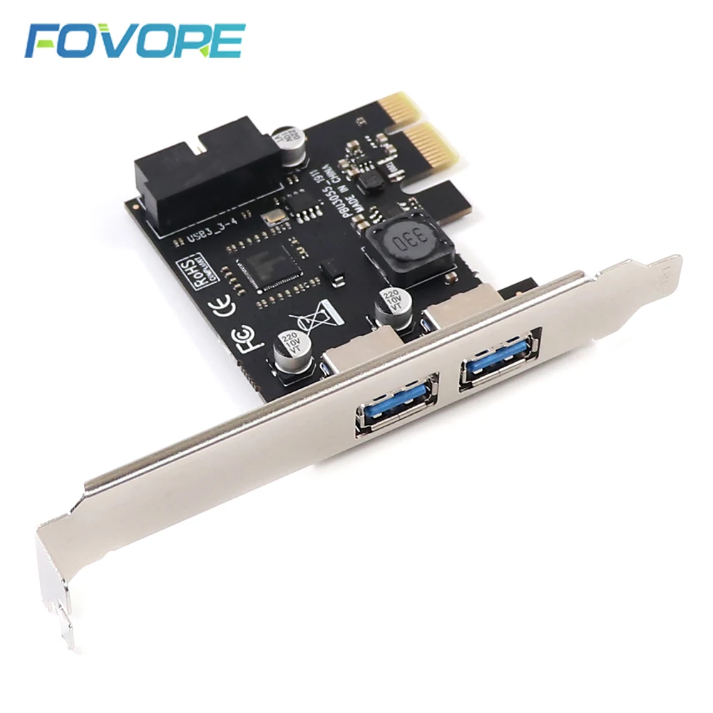 2 порта USB 3 0 19pin в PCIe конвертер USB3 hub PCI-e PCI express плата расширения контроллера для