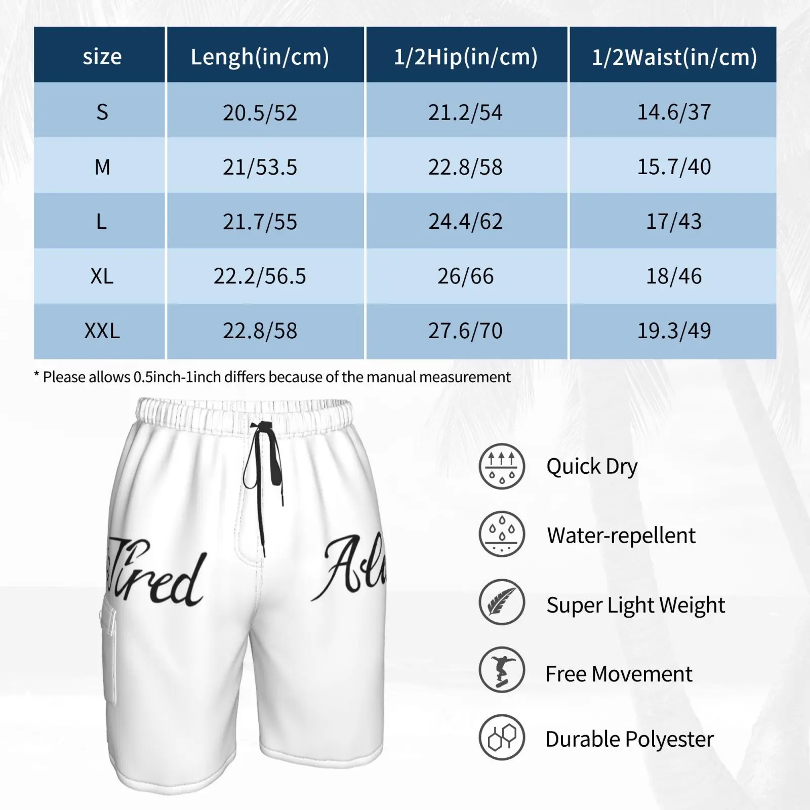 Пляжные шорты-всегда устали всегда каллиграфия шрифт уставших тату Забавный Postyco