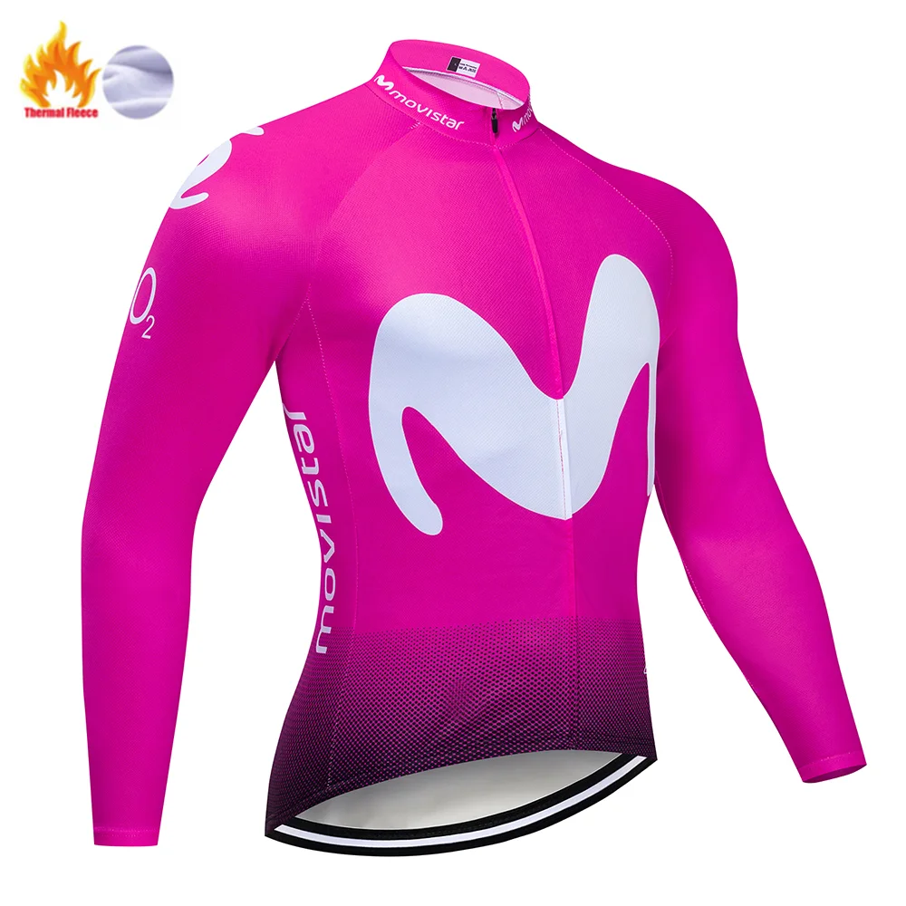 Winter Jersey Флуоресцентный Movistar зимний термальный флисовый велосипедный комплект велосипедная Одежда MTB велосипедная одежда Велоспорт Джерси Набор Майо Ropa Ciclismo - Цвет: Winter Jersey