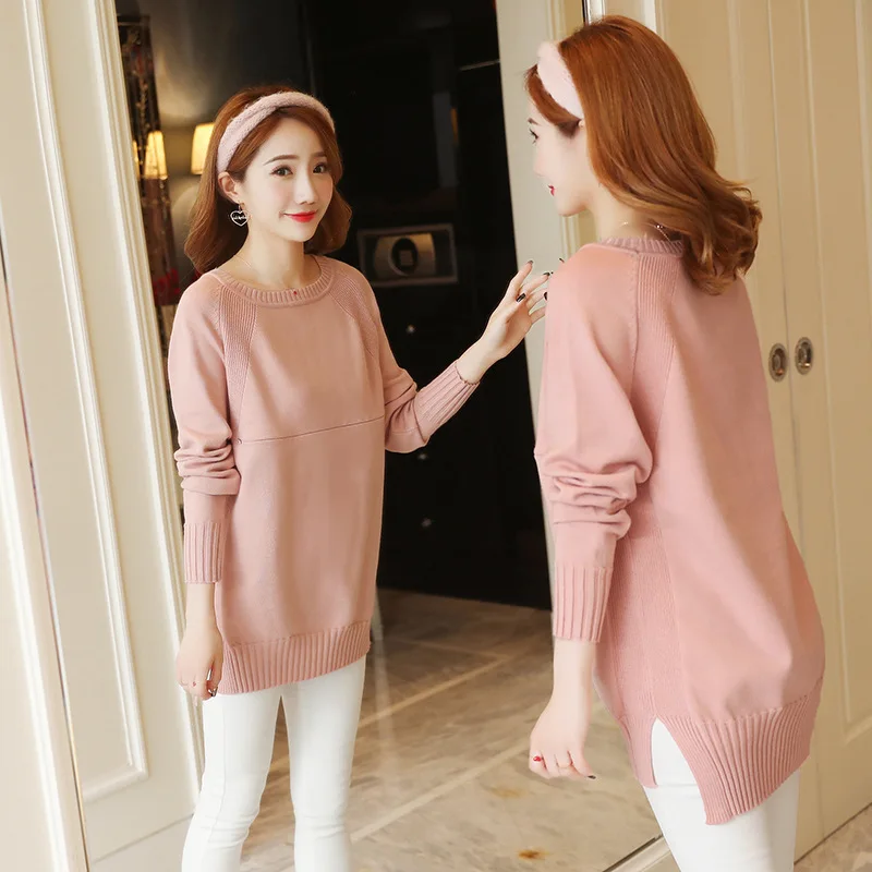 Платье свитер одежда для лактации круглый вырез трикотажная без подкладки