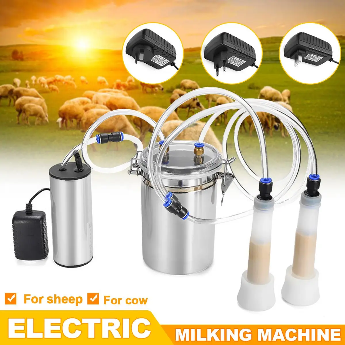 

Электрическая Доильная машина, доильный аппарат для овец/крупного рогатого скота/коров/коз, портативная фермерская молочная бутылка с ваку...
