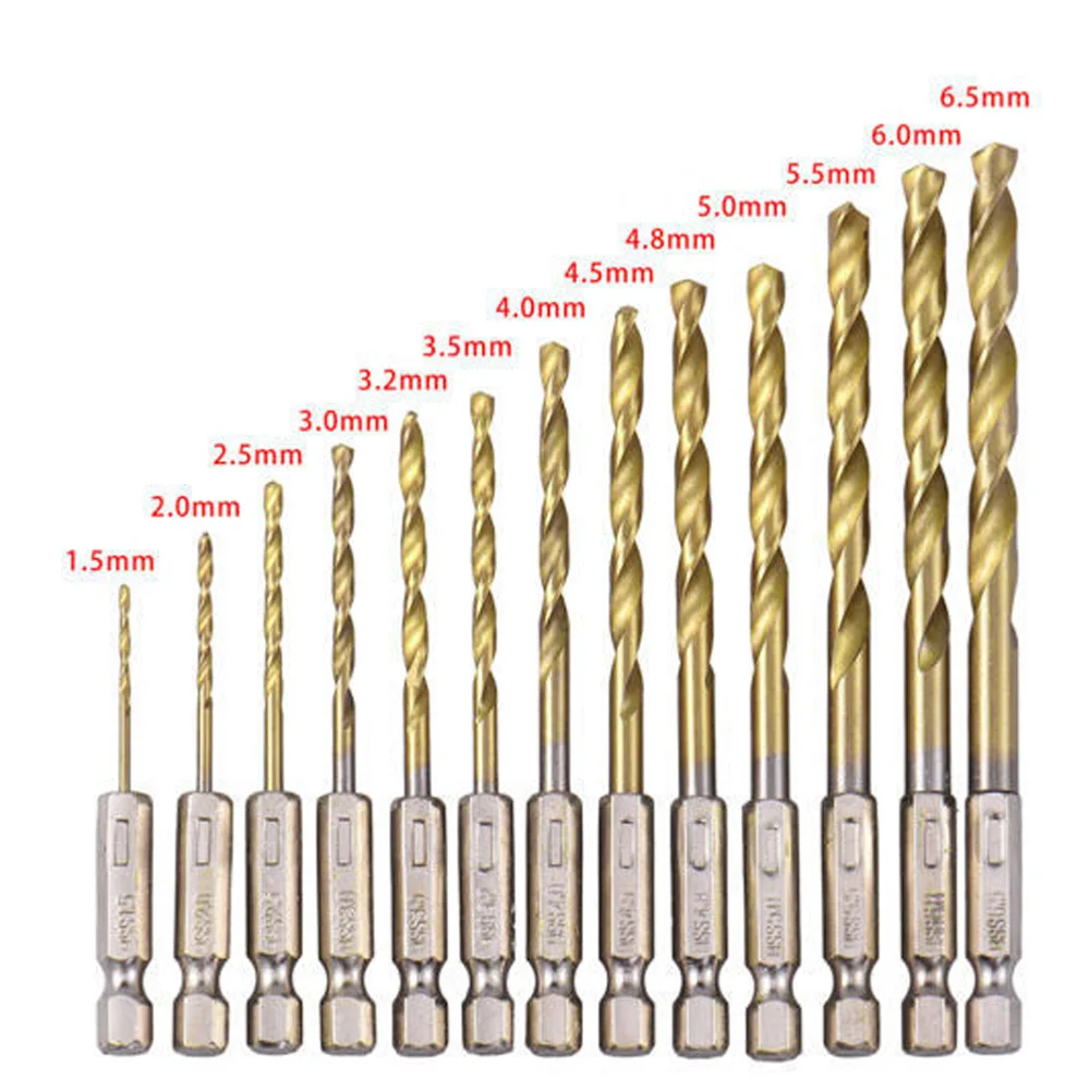 13 Pcs Titanium Cobalt Drills Bits Hss Hex Shank Quick Change For Drilling Tools | Инструменты