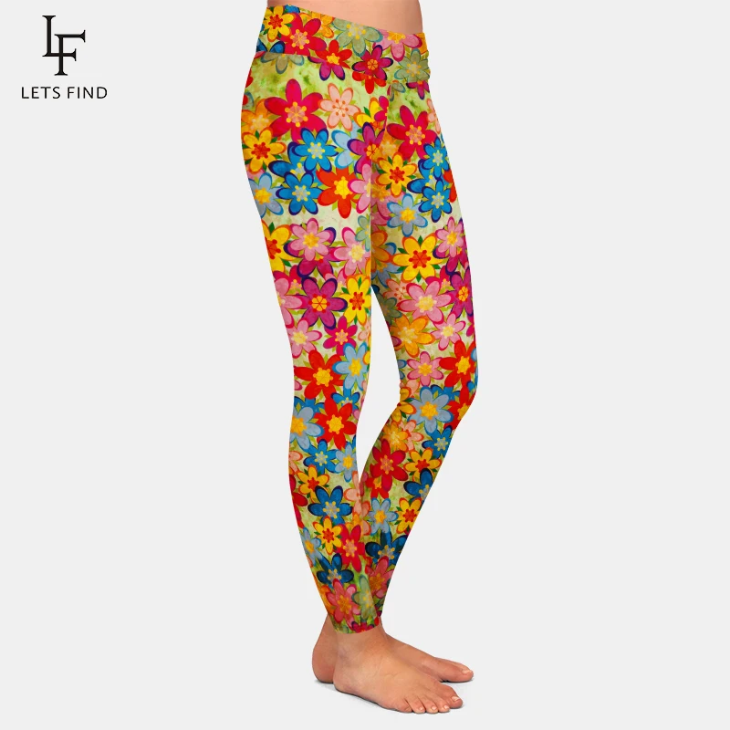 LETSFIND Новое поступление модные женские леггинсы с высокой талией 3D Цветные