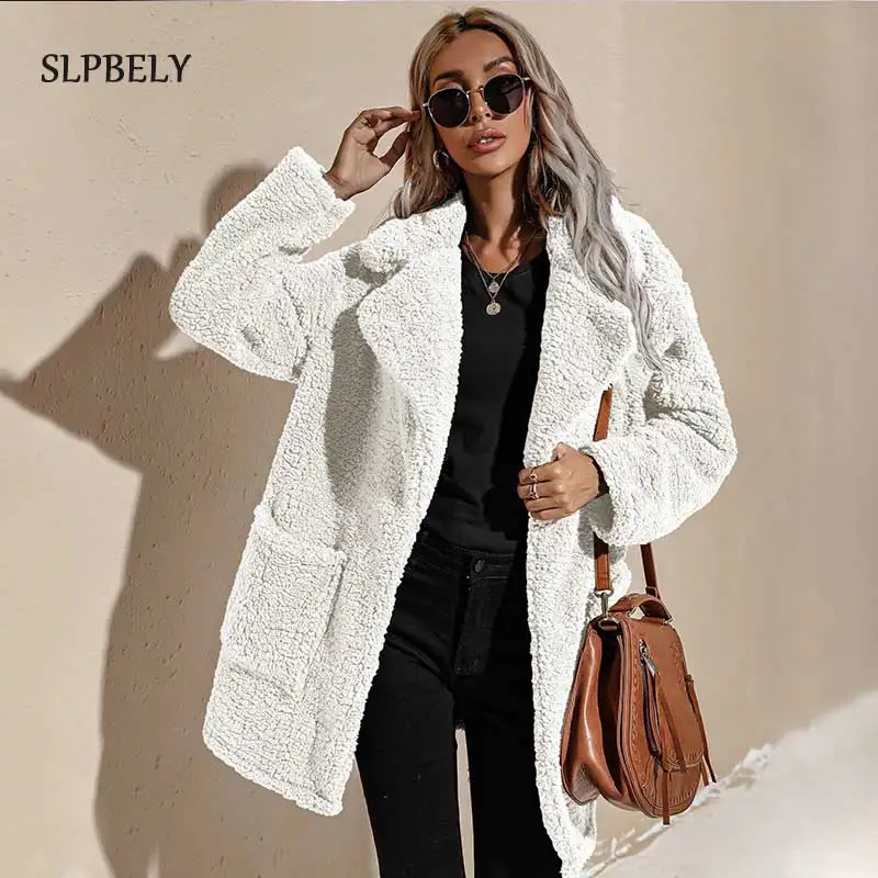 

SLPBELY Teddy Coat Women Faux Fur Coats Long Sleeve Fluffy Fur Jackets Winter Warm Female Jacket Women Casual Cardigan Coat New