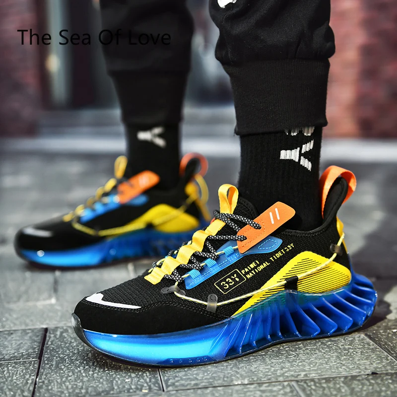 

Brand Designer Trend Mesh Men Running Shoes Fluorescent Blade Sneakers Breathable Outdoor Training Sport Shoes Zapatillas Hombre