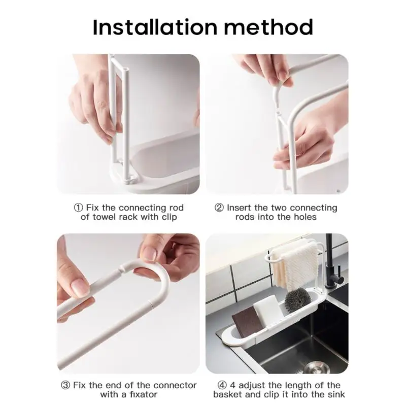 Sink Organizer Dish Drainer Kitchen For Soap Towel Rack Home Supplies Accessories Adjustable Shelf Storage | Дом и сад