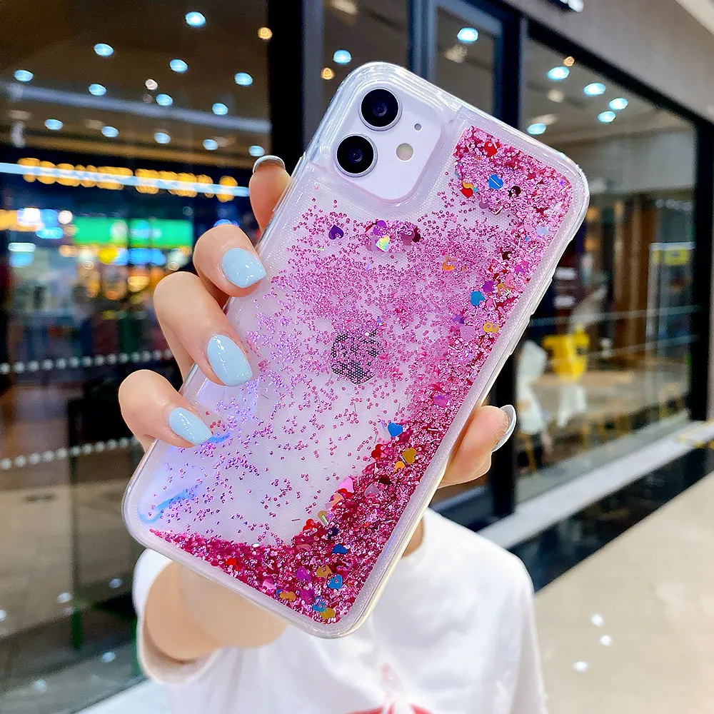 Чехол для iPhone 12 11 Pro Max SE 2020 мини чехлы XR X XS 7 8 6 6S Plus чехол с жидким песком на бампер