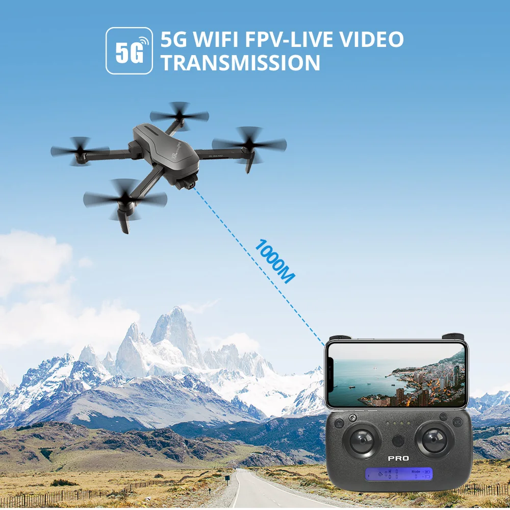 gps дрон holy stone hs470 камера 4k fhd с 2 осевым ст