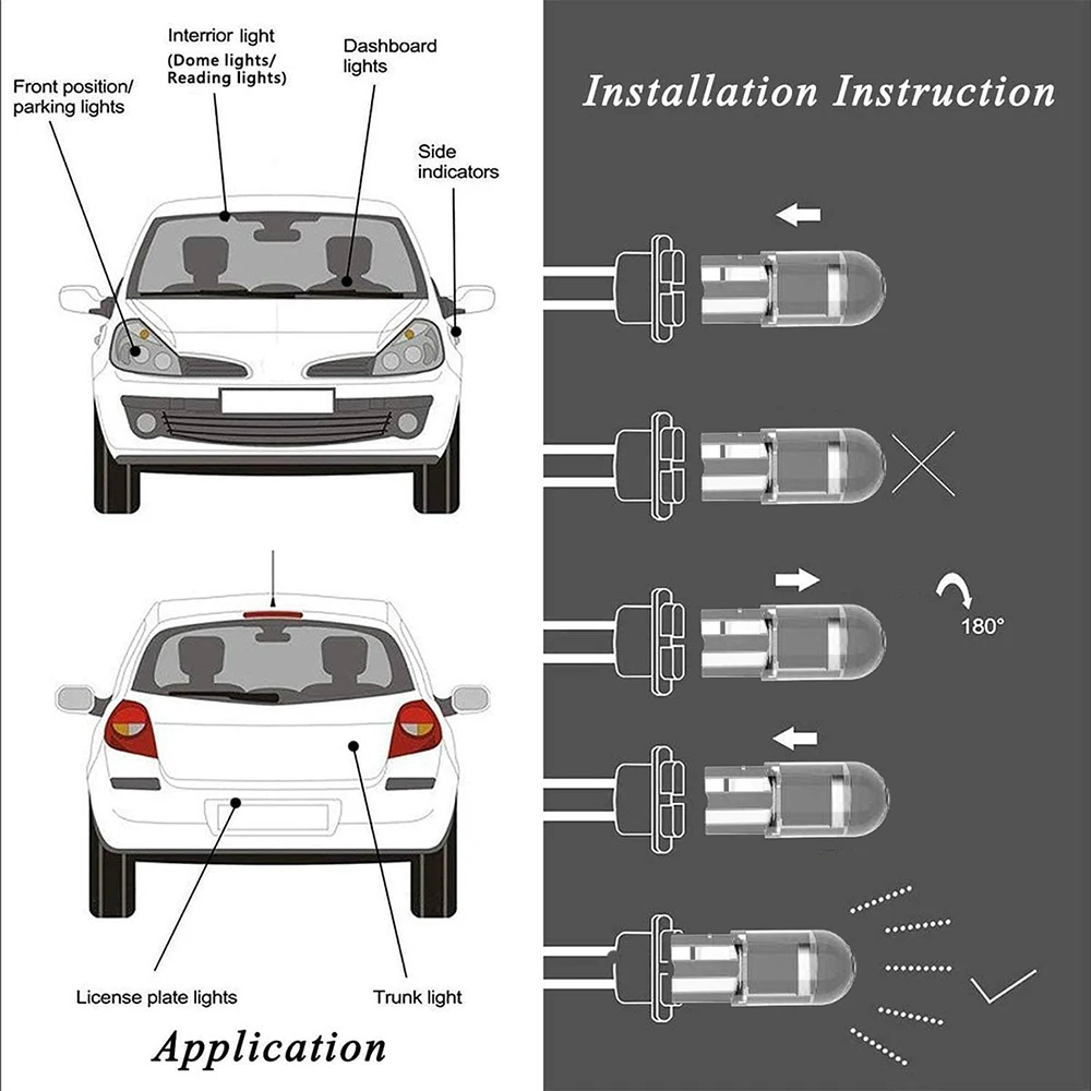 2/10 шт. супер яркий T10 W5W 194 COB светодиодный 6000 К автомобиля Клин парковка светильник
