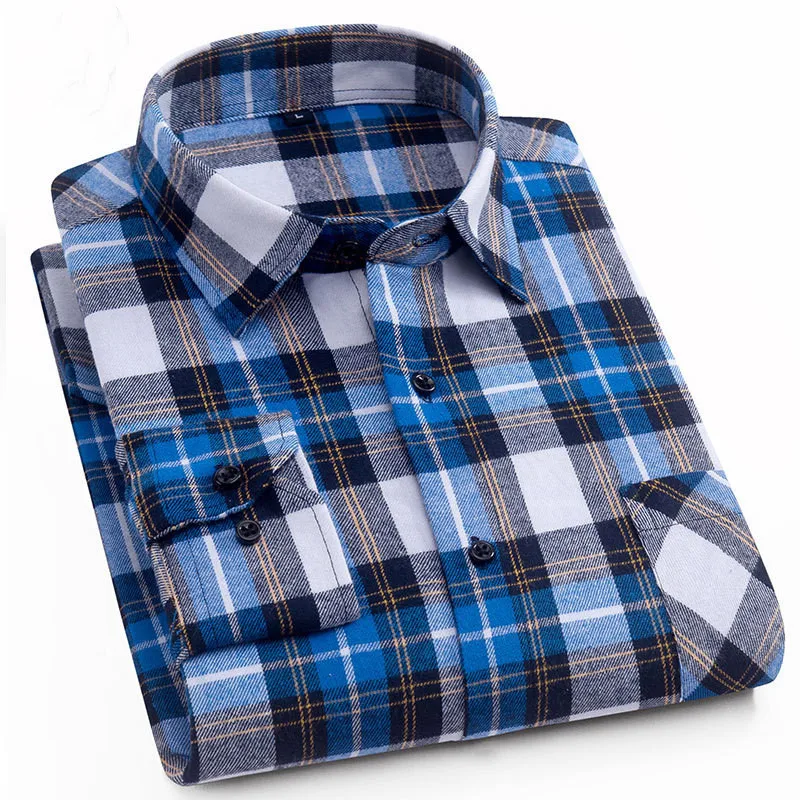 Flannel Plaid Mens Shirts For Men Long Sleeve Shirt Cotton Chemise Homme Dress Shirts Man Camisas De Hombre Casual Male Blouses