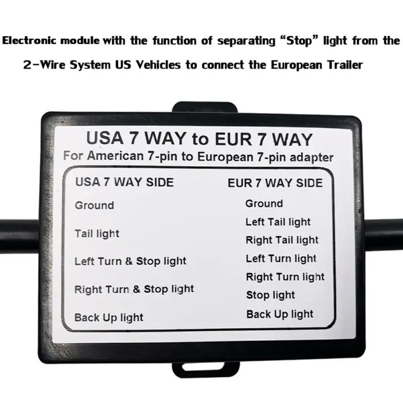 $186.56 USA To EU Trailer Light Converter US Vehicle 7-Pole RV Blade Socket To European Trailer EU 7-Pin Round Plug