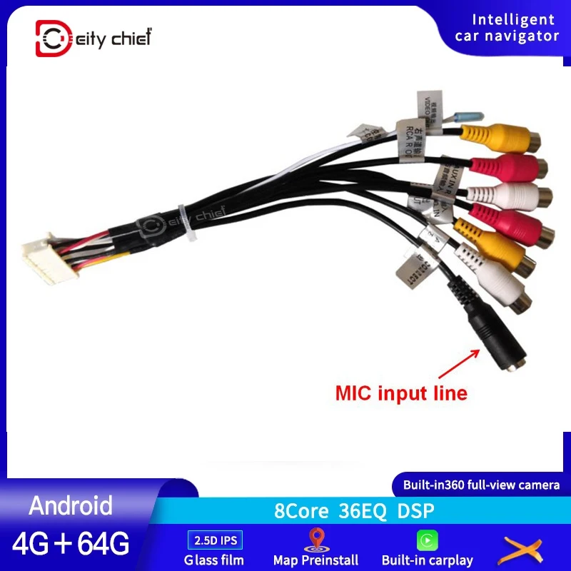 Автомобильное радио RCA Android 2din плеер GPS навигация DVR MIC Входная линия|Кабели