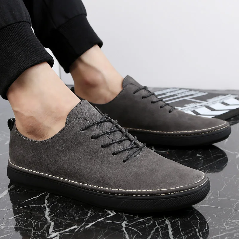 Men's Loafers Comfortable Flat Casual Shoes Men handmade sewing Breathable lace up Soft genuine Leather oxfords men | Обувь