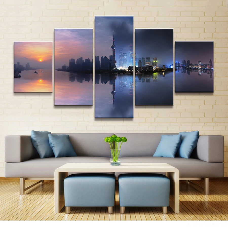 

5pcs full square round diy 5d diamond painting Sun Moon City Landscape embroidery diamond Picture mosaic Artworks A2105