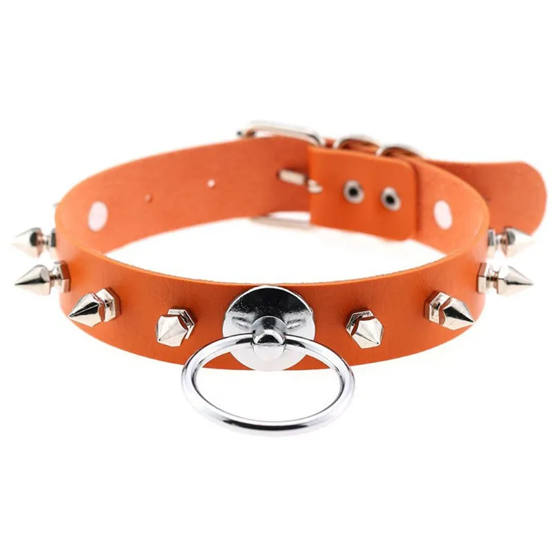 Чокер женский в готическом стиле ожерелье-чокер с круглыми шпильками из кожи