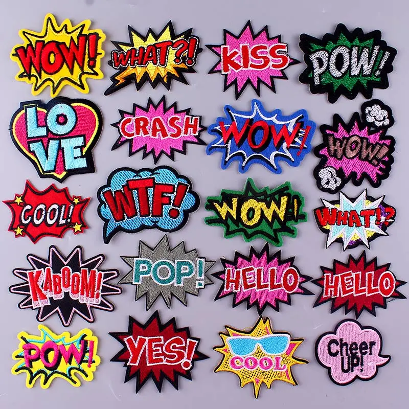 Хип хоп буквы патч вау железо на заплатках для одежды хиппи слова аппликации