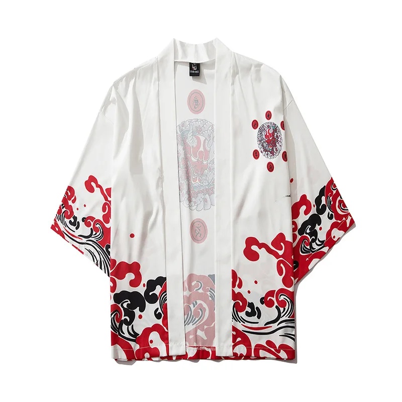 Японское кимоно с демоном мужская рубашка кардиган Yukata Man Haori Obi одежда