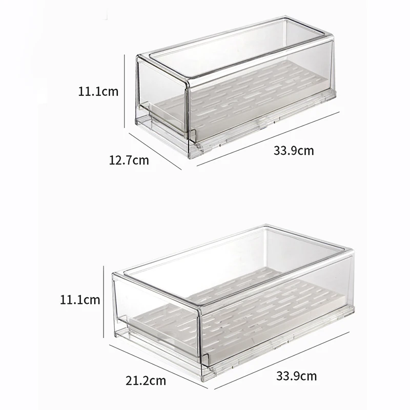 

Kitchen Convenience Transparent Refrigerator Organizer Storage Box Drawer Type for Freezer Cabinet Countertops GR5