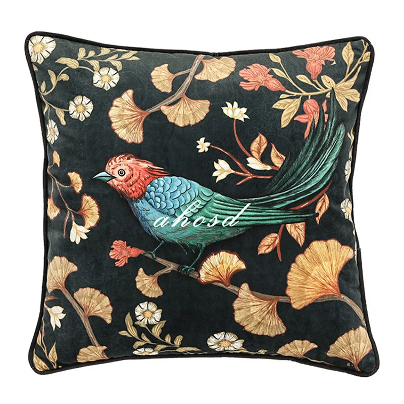 Elegant Retro Flowers Birds Pillow Cushion Cover Throw Decorative Pillows Tassel Cojines Decorativos Para Sofa Coussin Cushions