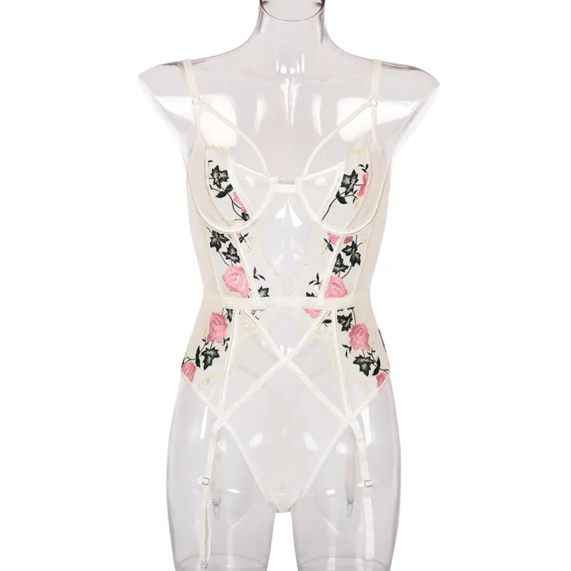 

Yimunancy Floral Embrodiery Sexy Bodysuit Women Skinny Teddies Bodysuit 2020 Ladies Mesh Bodysuit Summer Overalls Body Femme