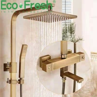 Ecofresh Antique Finish Bath Taps Bathroom Faucet Set Thermostat Thermostatic Shower Mixer With Shower