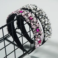 fashion rhinestone luxury baroque headband crystal flower bling handmade hair band women party hair accessories