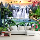 Пользовательские фото обои в китайском стиле 3D пейзаж водопад восходящее солнце Фреска Гостиная ТВ фон украшение стены живопись