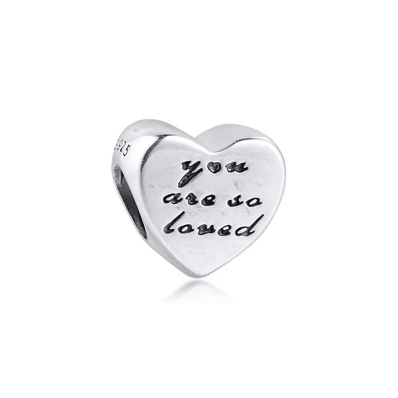 

925 Sterling Silver You Are So Loved Heart Charm Genuine 925 Sterling Silver Beads Fit Europe Bracelets DIY Jewelry Making