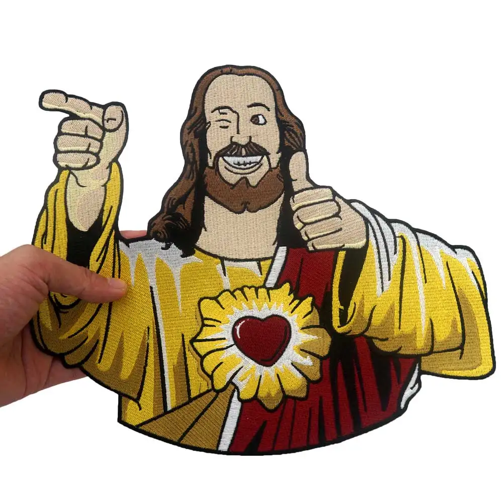 CUTE FUNNY LARGE Jesus Christ Embroidered Patch Iron ON BACKING For Clothing VEST