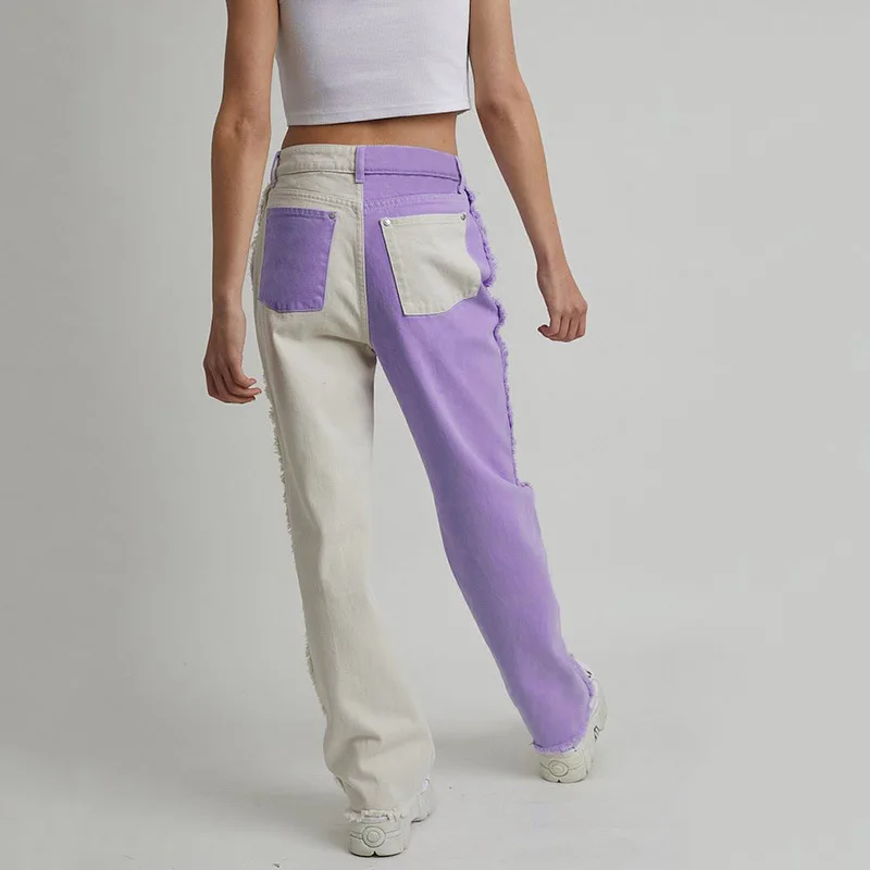 Прямые фиолетовые брюки Y2K для девочек модные женские винтажные с завышенной