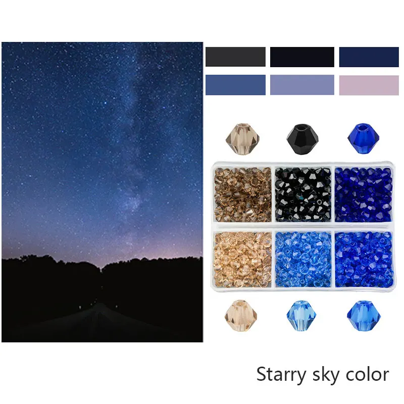 Starry sky color 600 шт 4 мм стеклянные двухконусные бусины кристаллические граненые бусины Австрия 5238 бисер вышивка для изготовления ювелирных изделий лучшие продажи цветов - Цвет: Starry sky color