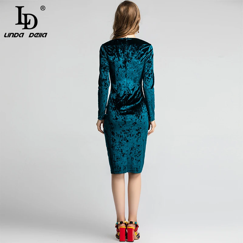 LD LINDA Делла весеннее модное подиумное облегающее бархатное платье женское