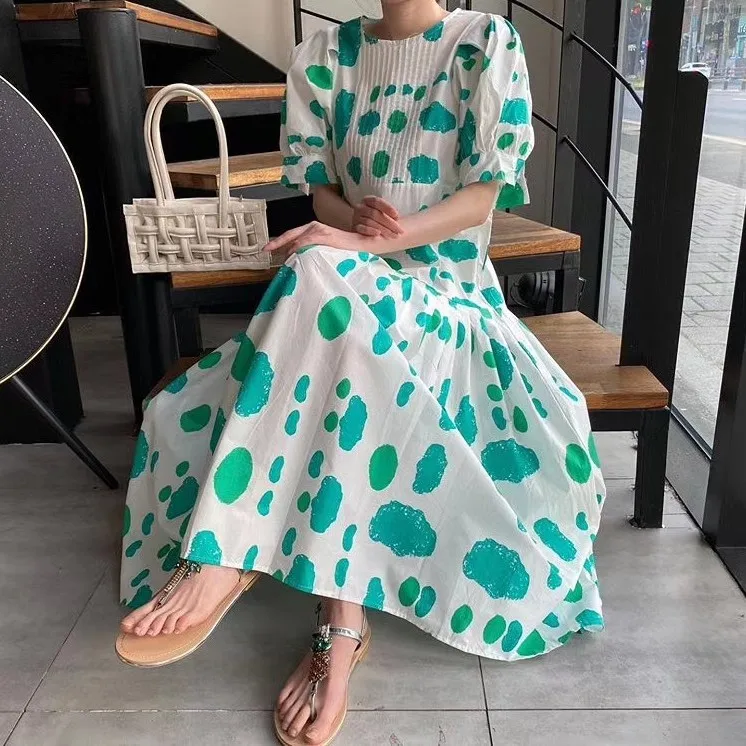 Лето 2021 корейское шикарное модное милое молодежное свободное платье средней