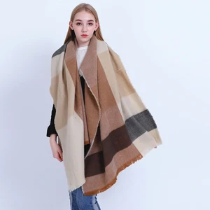 Новое поступление модный длинный теплый милый шарф осень-зима клетчатый новый удобный элегантный винтажный высококачественный шарф с кисточками
