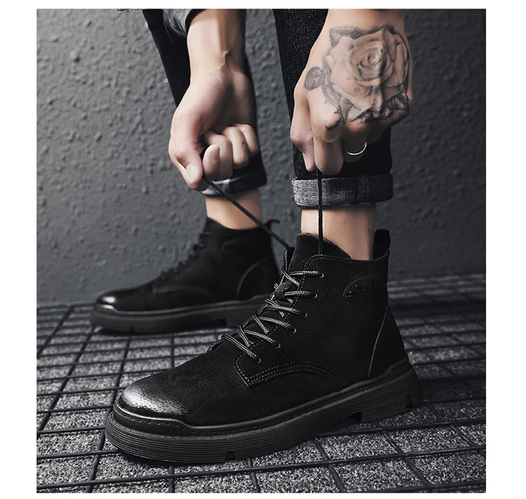 Настоящие новые Брендовые мужские ботинки; Martens; теплая зимняя обувь; мужские мотоциклетные ботильоны; doc martins; сезон осень-зима; мужские оксфорды